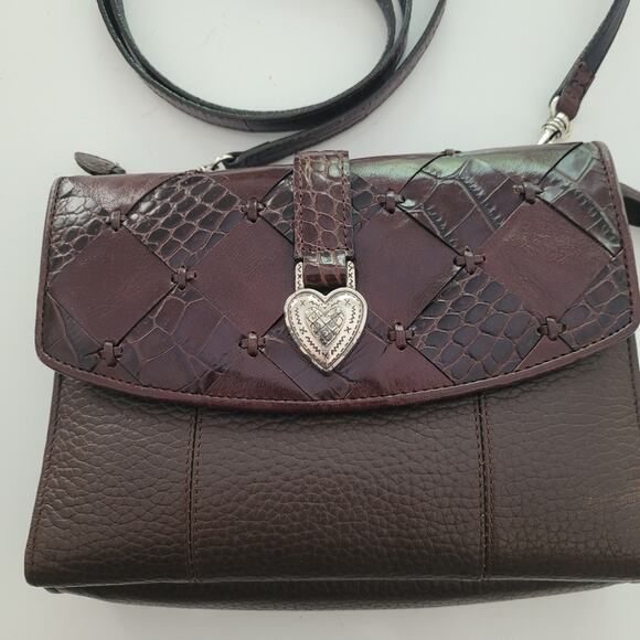 BRIGHTON Black & Brown Embossed Patchwork Leather Organizer Purse Foldout Wallet - Picture 3 of 13